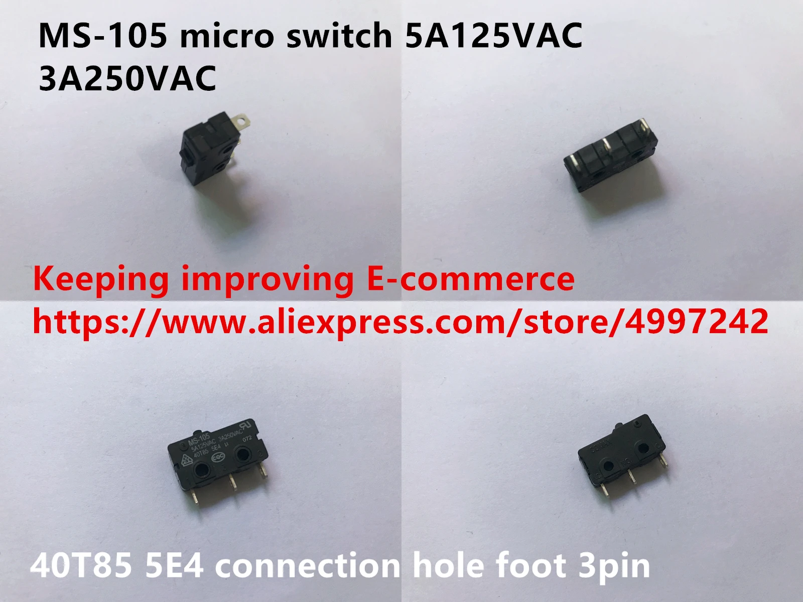 Оригинальный новый 100% MS 105 микропереключатель 5A125VAC 3A250VAC 40T85 5E4 отверстия для