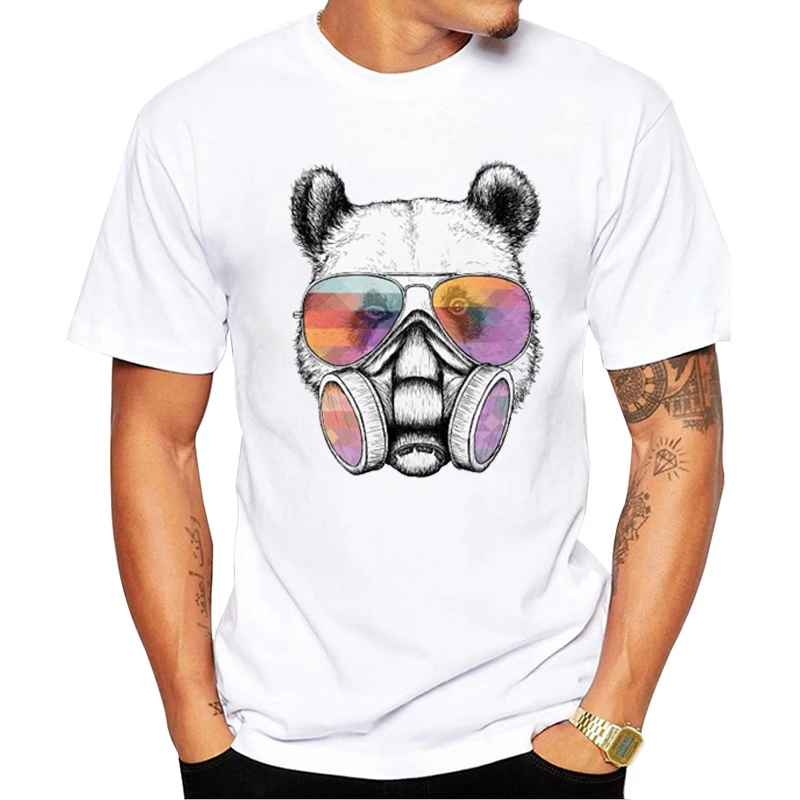 TEEHUB Fashion Masked Panda Men T-Shirt Hipster Lion/French Bulldog Printed Tshirts Short Sleeve Tops Funny Tee | Мужская одежда