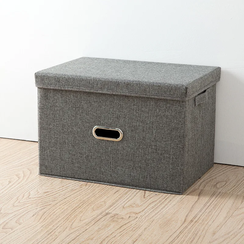 

Square Folding cotton linen clothing storage box large wardrobe Rectangle storage bin organizer with cover portable container