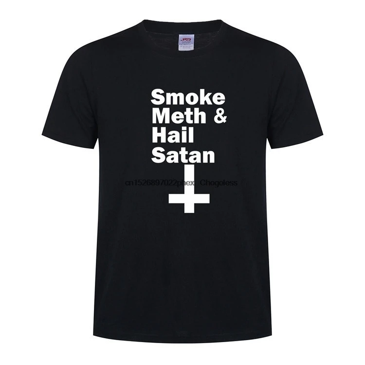 Дым мет с надписью Hail Satan письмо Повседневное высокое качество и здоровый