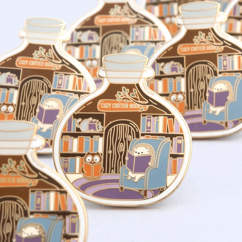 Маленькие миры книжный магазин брошь на булавке эмалевые металлические значки