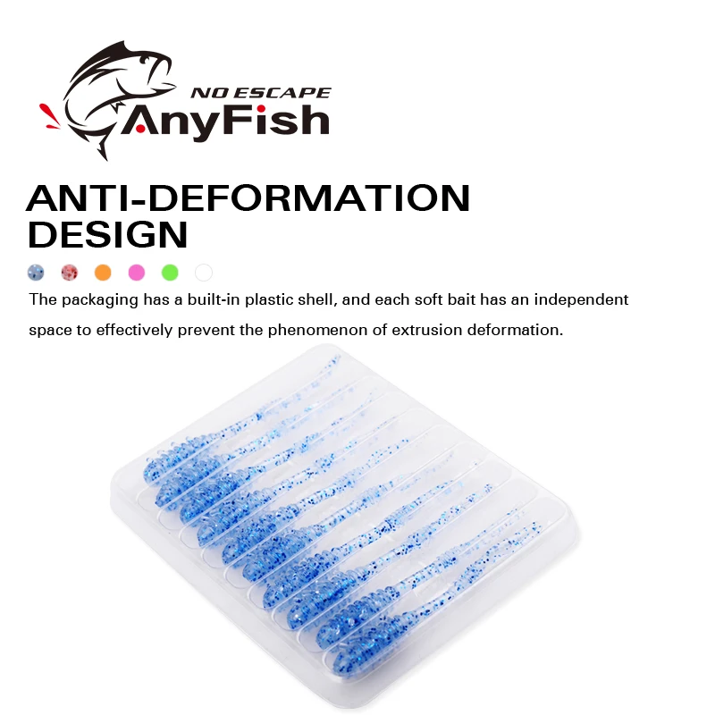 10 шт./пакет ANYFISH мягкая рыболовная приманка AMIAMI WORM 0 5g 2 дюйма 55 мм Мягкая для