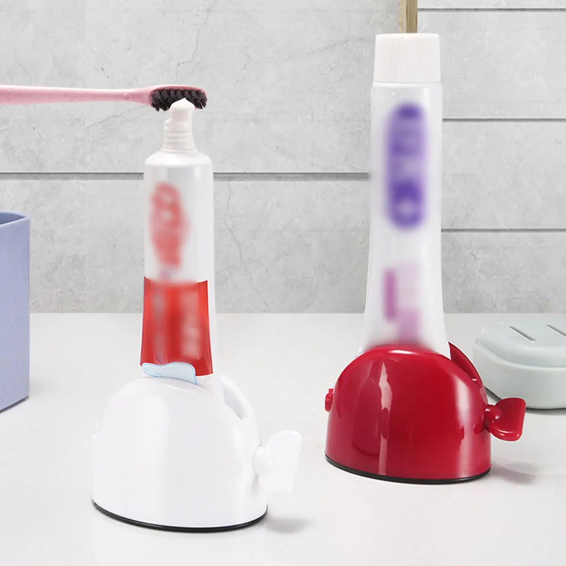 

Toothpaste Squeezer Tooth Paste Dispenser Tube Squeezer Facial Cleanser Press Rolling Holder for Kid/Adult Bathroom Accessories