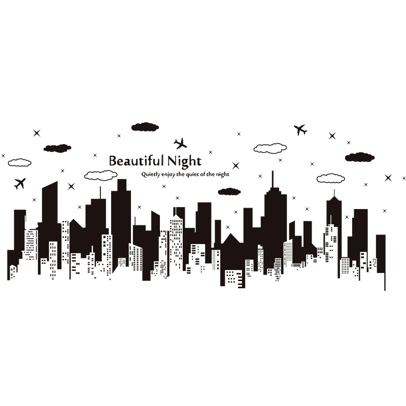 

[shijuekongjian] Electric Light Bulbs Wall Stickers DIY Lamps Tall Buildings Wall Decals for Living Room Bedroom Decoration