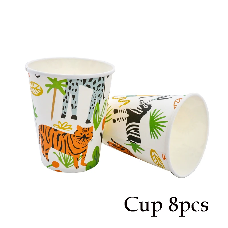 8pcs cups 8 шт мультфильм золотой фольги одноразовые столовые приборы Единорог животных бумажные тарелки для вечеринки декор на свадьбу День рождения детский душ принадлежности - Цвет: 8pcs cups