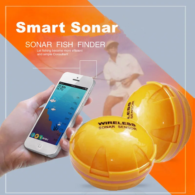 Телефон беспроводной Sonar рыболокатор Рыбалка 36 м/120 футов эхолот Bluetooth Findfish
