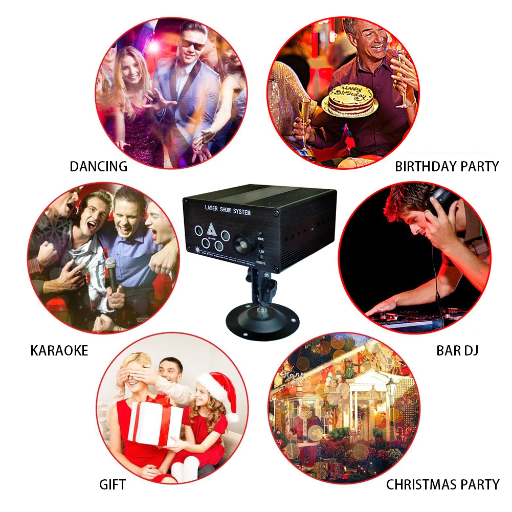 

DJ Disco Laser Party Stage Light 120 Patterns Remote/Sound RGB Projector Lights Effect for Sale LED for Home Wedding Decor