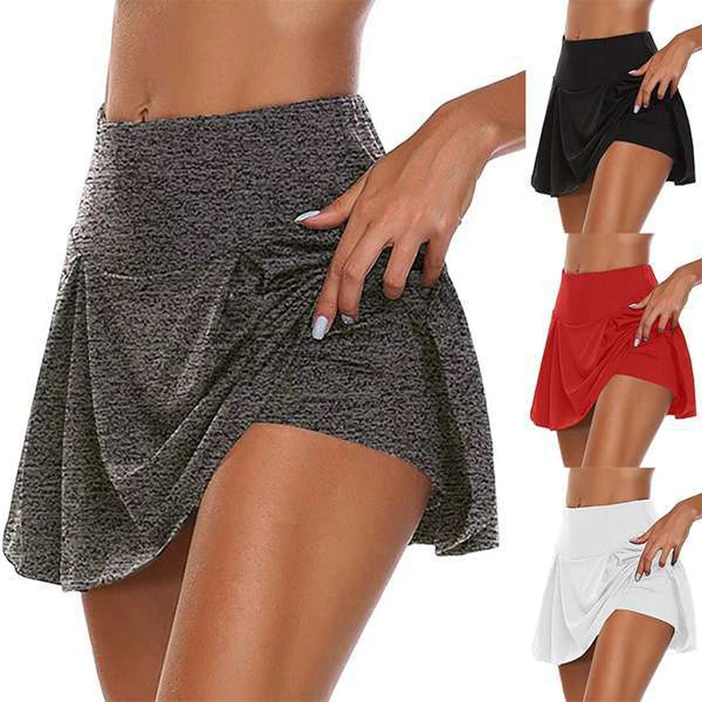 

Women Sports Tennis Dance Fitness Short Skirts Quick Drying Solid Female Lining High Waist Mini Golf Sporting Skirts
