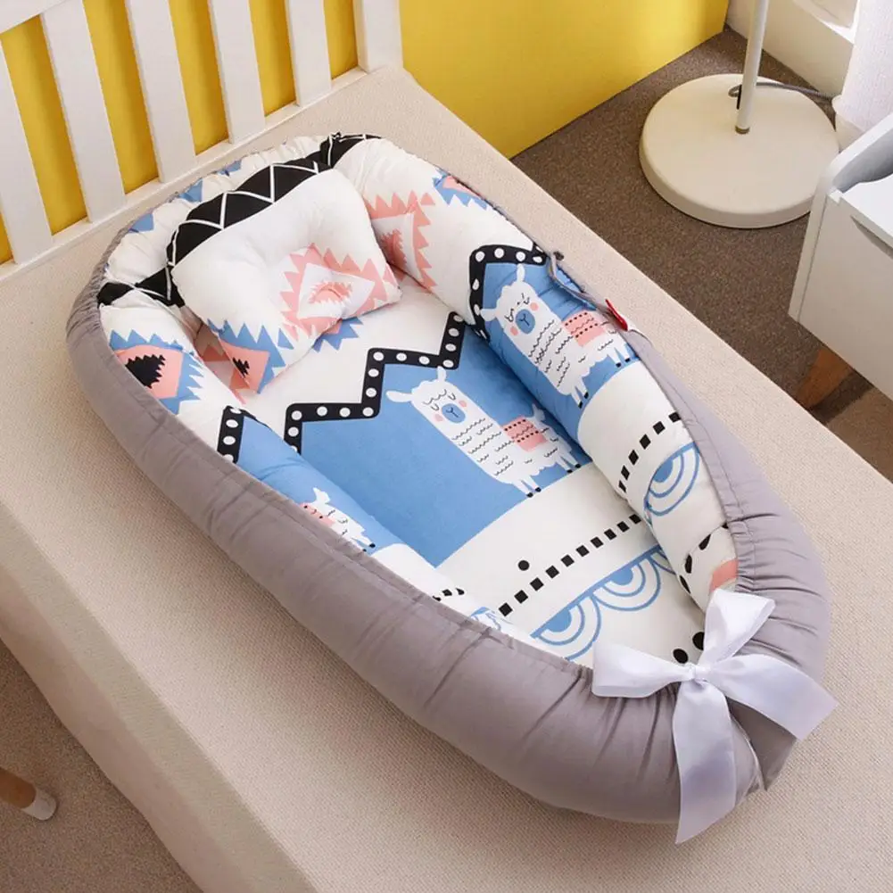 

50x85cm Baby Nest Cute Print Cotton Portable Crib Folding Removable And Washable Pressure-proof Bed Girls Boys Crib Spot