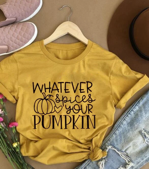 Женская футболка с изображением любых специй и тыквы для Счастливого Хэллоуина