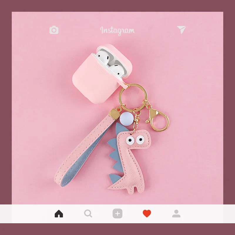 Чистый цвет мультфильм милый кулон наушники защитный чехол подходит для airpods