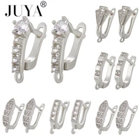 juya hot sale earrings clasps settings handmade jewelry findings accessories cubic zirconia earring hooks for jewelry making