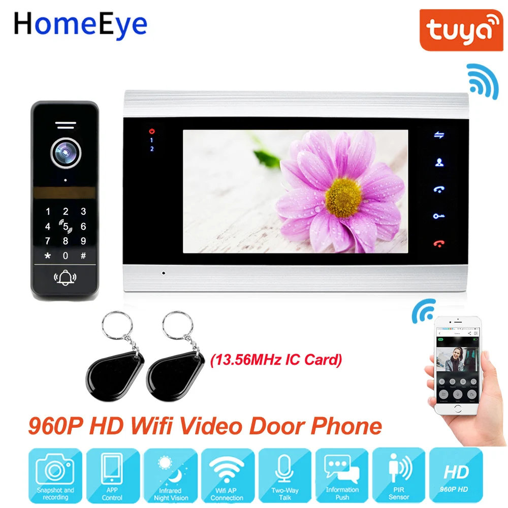Приложение Tuya дистанционного Управление Wi Fi IP видео телефон двери домофон 960P