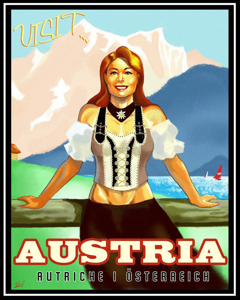 

VISIT AUSTRIA TRAVEL LARGE METAL TIN SIGN POSTER WALL PLAQUE