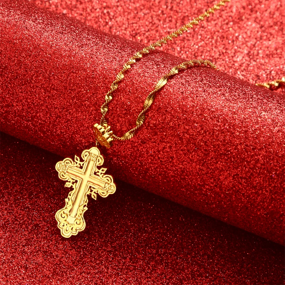 Ожерелья золотого цвета с подвеской в виде короны и Креста для женщин мужчин
