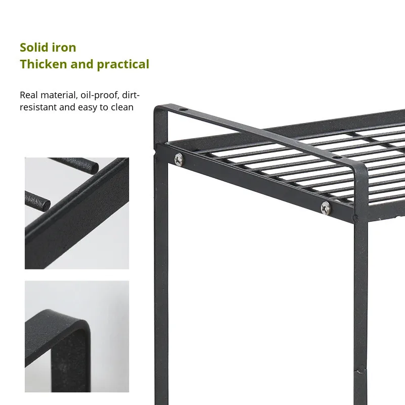 multifunctional kitchen shelf black iron storage cabinet rack cosmetic books files microwave oven spice pot rack home organizer free global shipping
