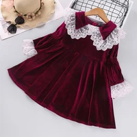 baby girls dress kids clothes teen costume fairy beauty elegant princess prom long sleeve evening party lace red vestidos robe