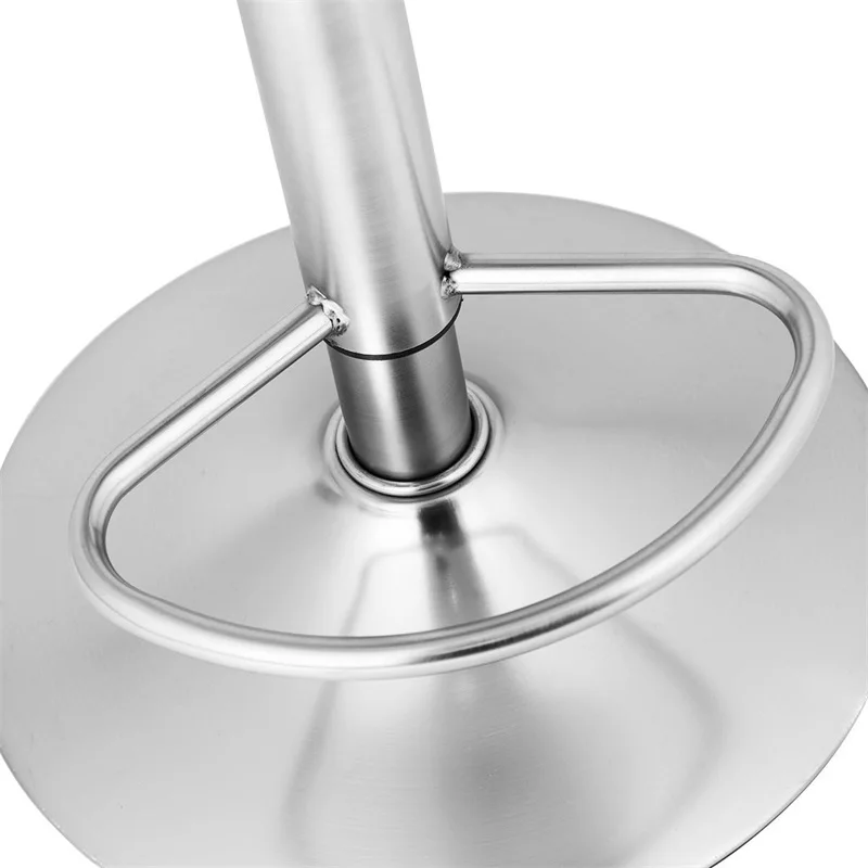 

Brushed Stainless Steel Bar Stool Adjustable Height Round Top Modern Bar Chair HW58848