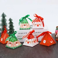 10pcs christmas gift box santa claus elk tree decorating shaped candy containers cookie biscuit storage box party festival boxes