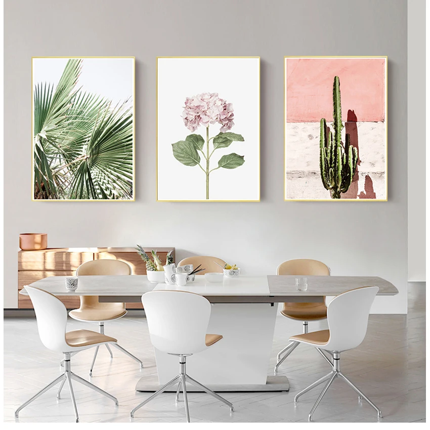 

Настенная картина с принтом в скандинавском стиле, украшение для дома, розовый кактус, зеленые растения, цветок, креативная Абстрактная жив...