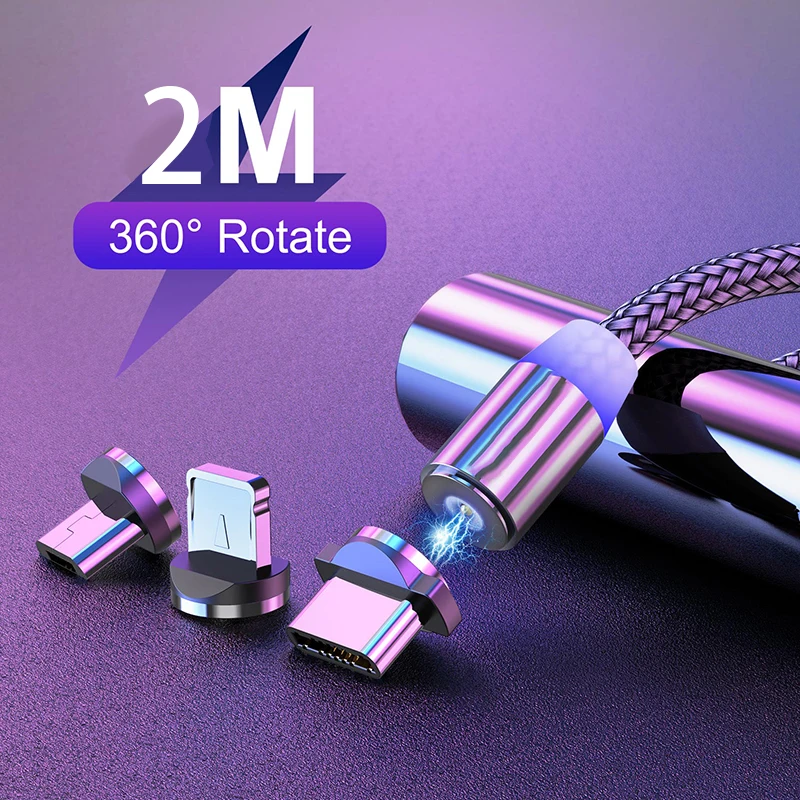 Магнитный кабель Micro USB Type C для iPhone Samsung Xiaomi быстрая зарядка зарядный провод шнур 2