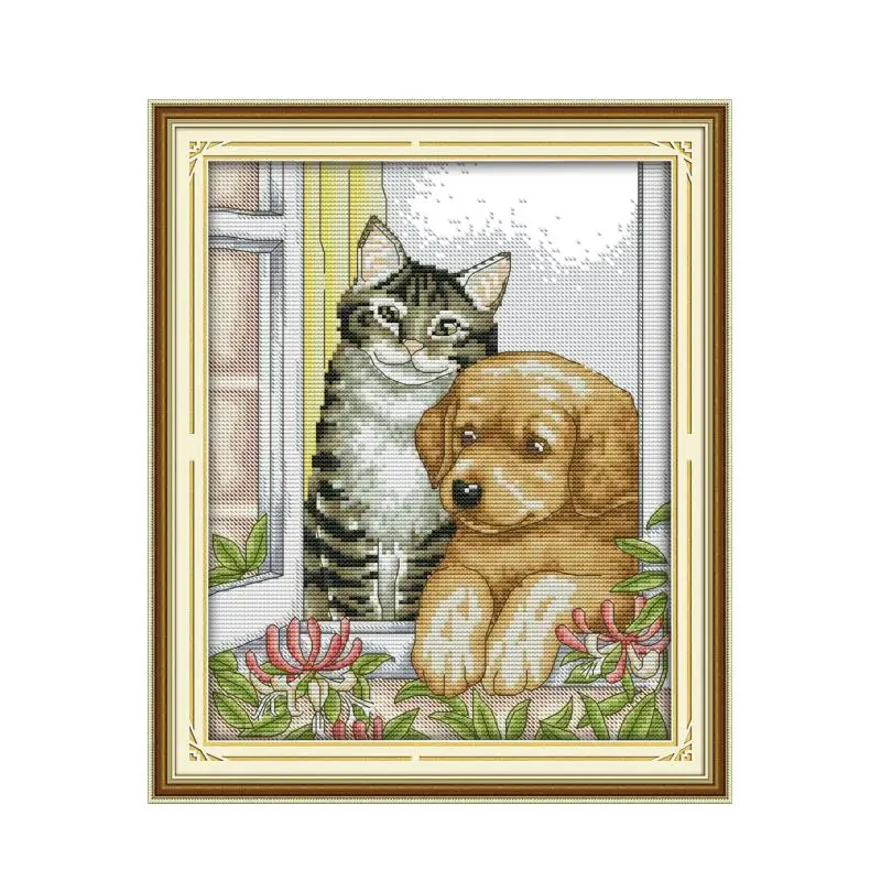 Набор для вышивки крестом в виде собак и кошек DMC цветная нить 14ct 11ct холсты