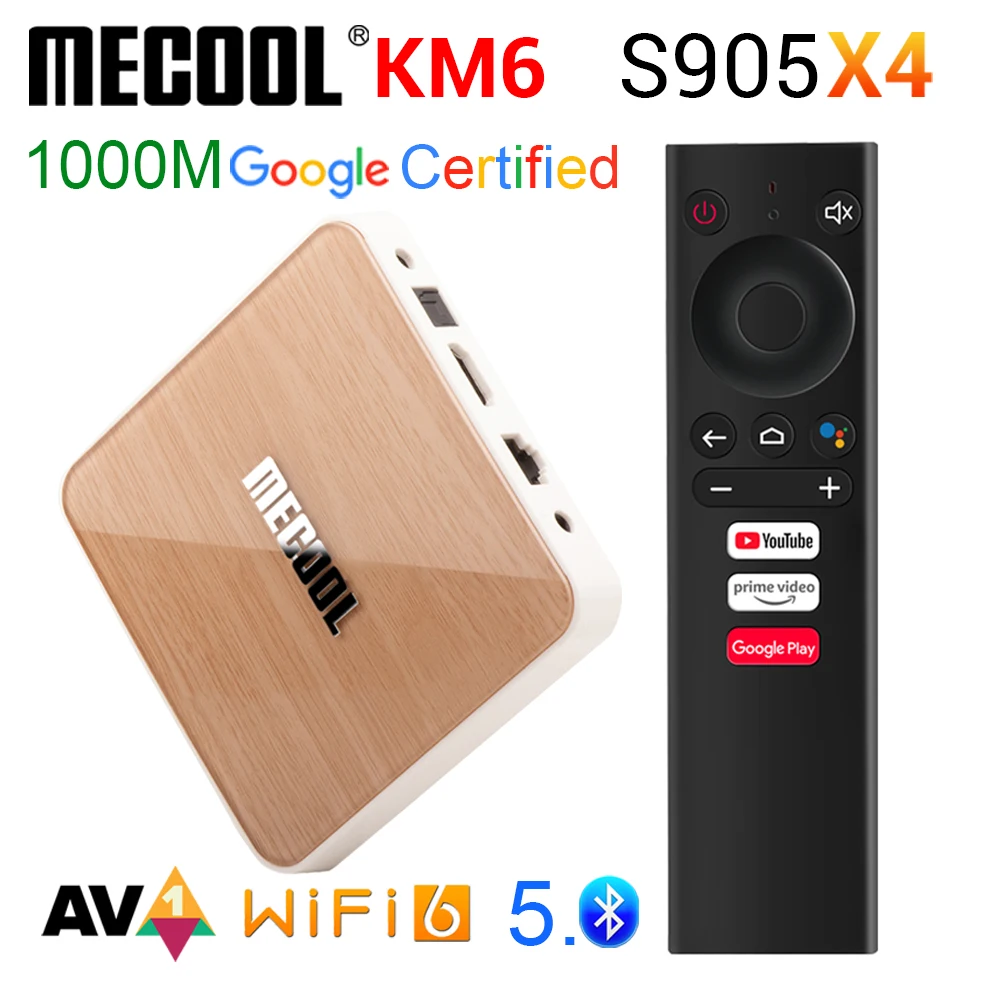 ТВ-приставка MECOOL KM6 Deluxe Wifi 6 Google Certified Android 10,0 4 Гб 64 Гб Amlogic S905X4 1000 м LAN BT 5,0 Smart Set Top Box - изображение