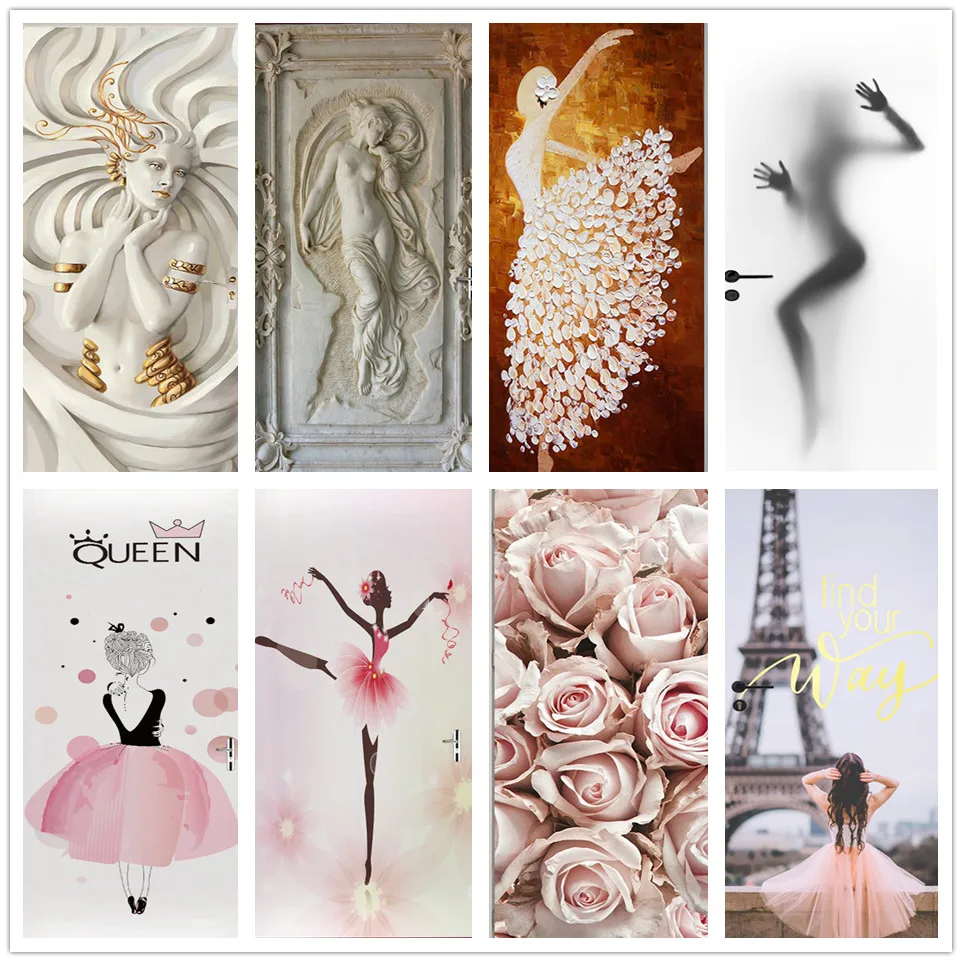 Креативные 3D наклейки на дверь украшение для ванной комнаты обои двери сделай