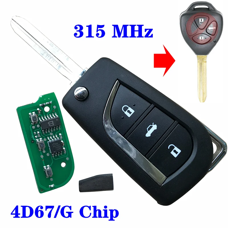 Пульт дистанционного управления модифицированный ключ с 3 кнопками 315 МГц 4D67G чип
