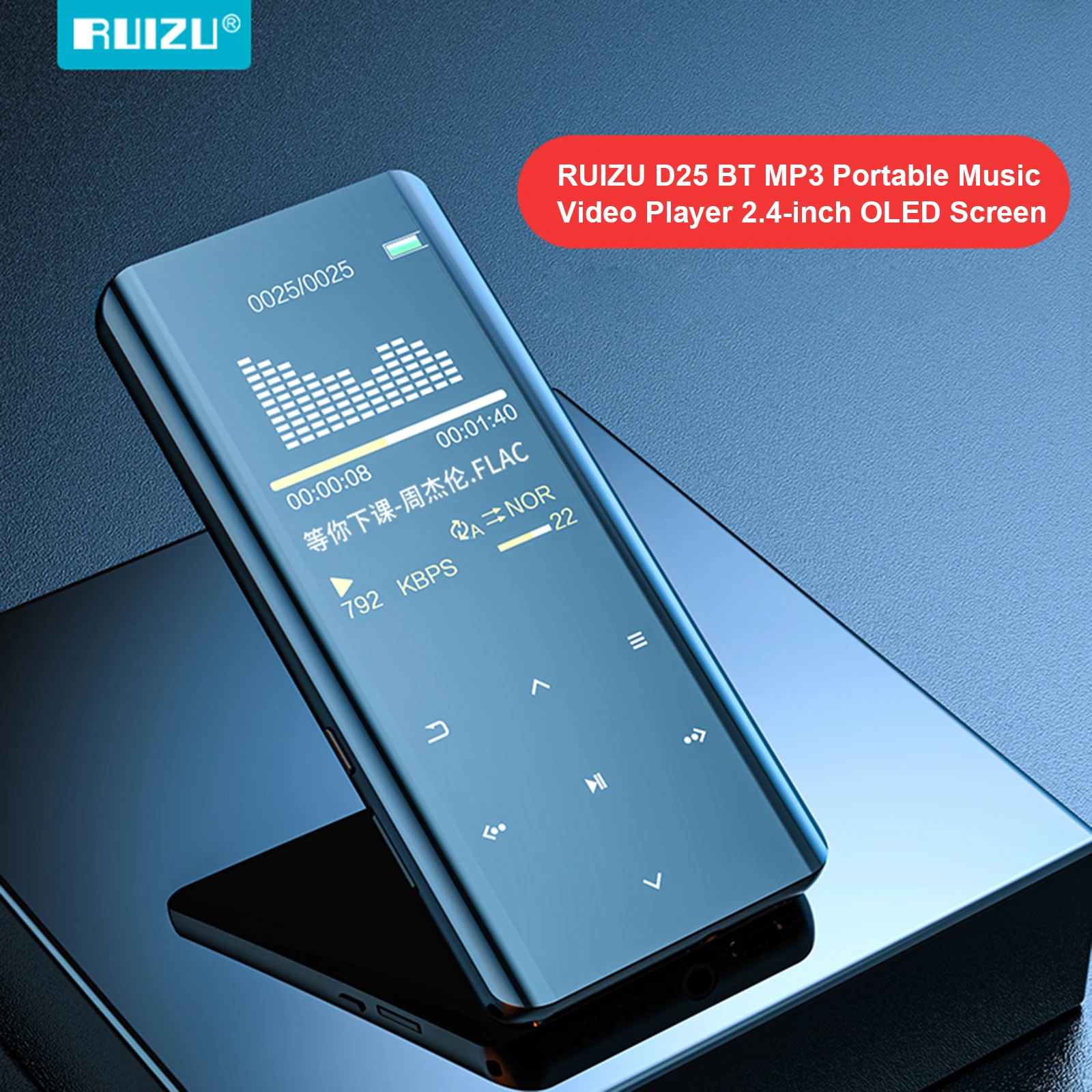 Новейший плеер RUIZU D25 Bluetooth 5 0 MP4 встроенный динамик изогнутый экран 2 4 дюйма с