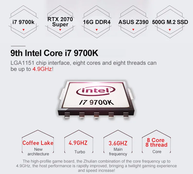 9th Gen 6 ЦП Intel i7 8700 k/9700 K IPASON консоль для ПК-игр с поддержкой Windows DDR4 3000 16G Оперативная память/Дискретная RTX2070 8G/500G m.2 SSD/2 T HDD для рабочего стола