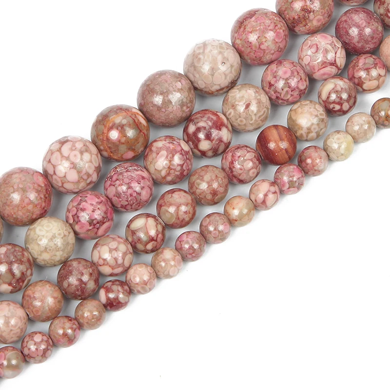 

Natural Stone Beads Red chrysanthemum Round Loose Beads For Jewelry Making Bracelet DIY Accessories Needlework Strand 6-12MM