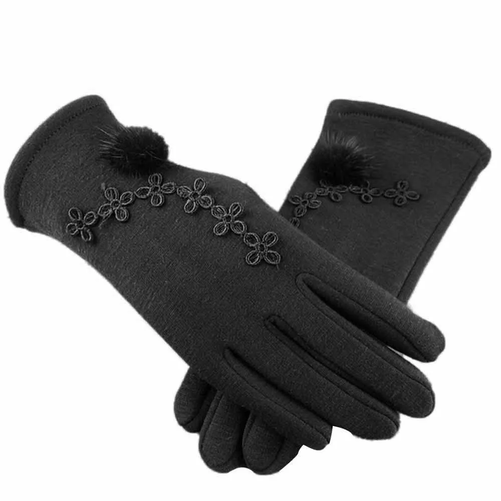 Winter Gloves Women Fashion Elegant Cashmere Driving Full Finger Wrist Long Gloves Red Gloves Winter Keep Warm Mittens