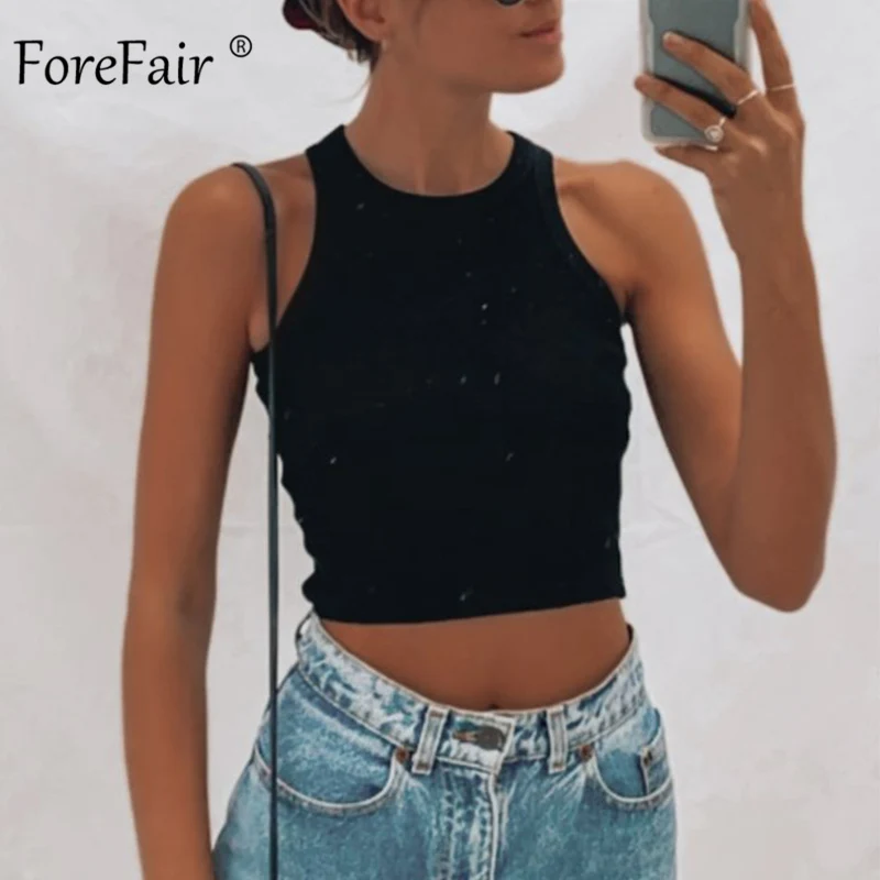 Кроп-топ Forefair женский в рубчик пикантная хлопковая трикотажная Повседневная