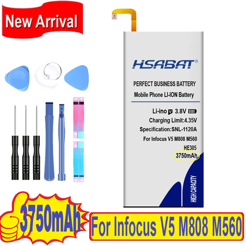 Топ бренд 100% новый 3750 мАч HE305 аккумулятор для Infocus V5 M808 M560 батареи + Бесплатный