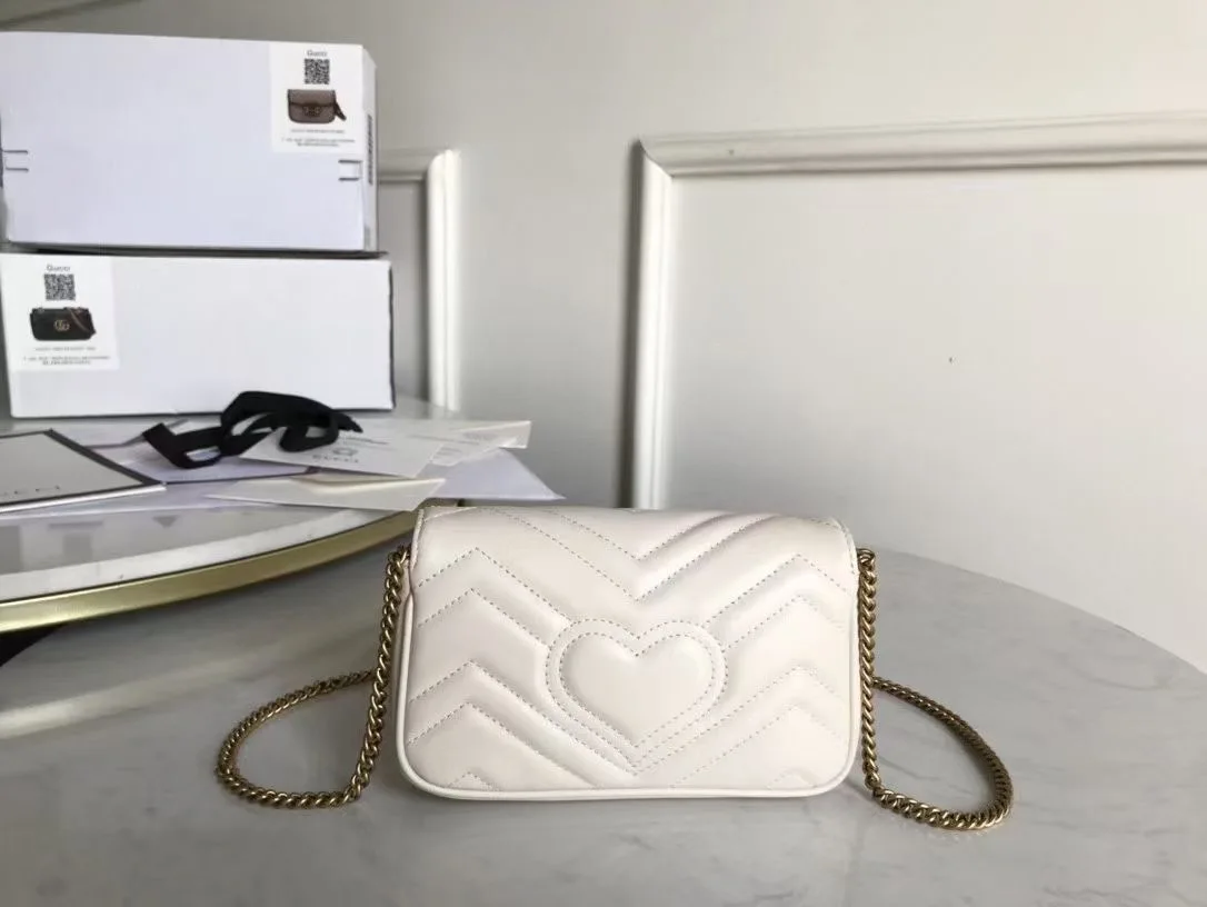 

2020 new Marmont double g love chain bag women's bag leather one shoulder water ripple messenger bag armpit bag