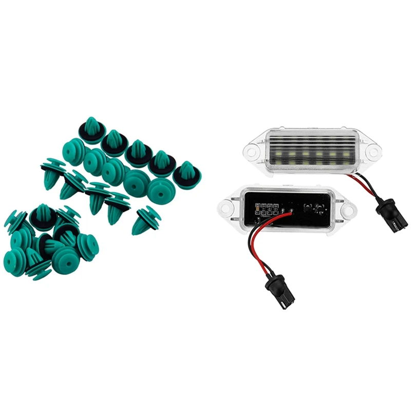 

25 Pcs Trim Panel Nylon Retainer Clips For Toyota & 2Pcs License Plate Light Lamp For Mitsubishi Lancer X Evo 2003-2017