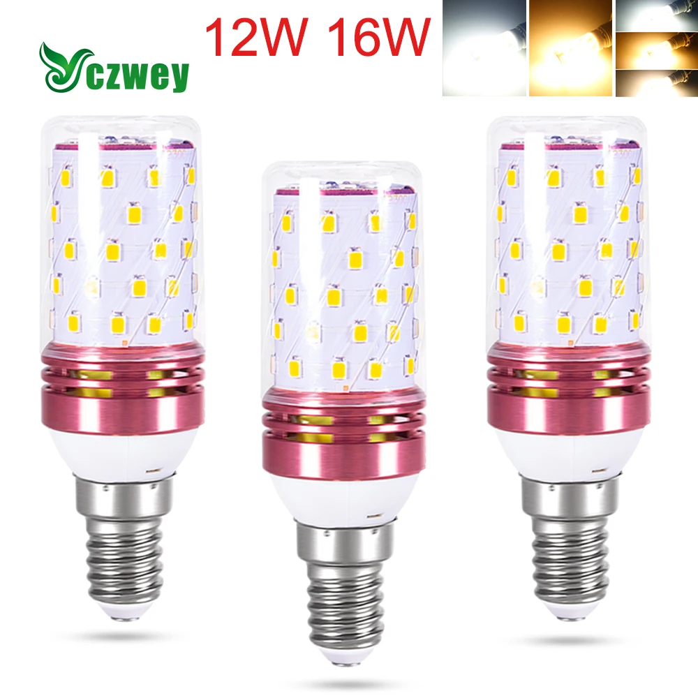 

E14 LED Corn Light AC85V-265V 12W 16W 360°lighting SMD2835 LED Bulb Warm White White 3 Color Spotlight Instead Of Halogen Lamp