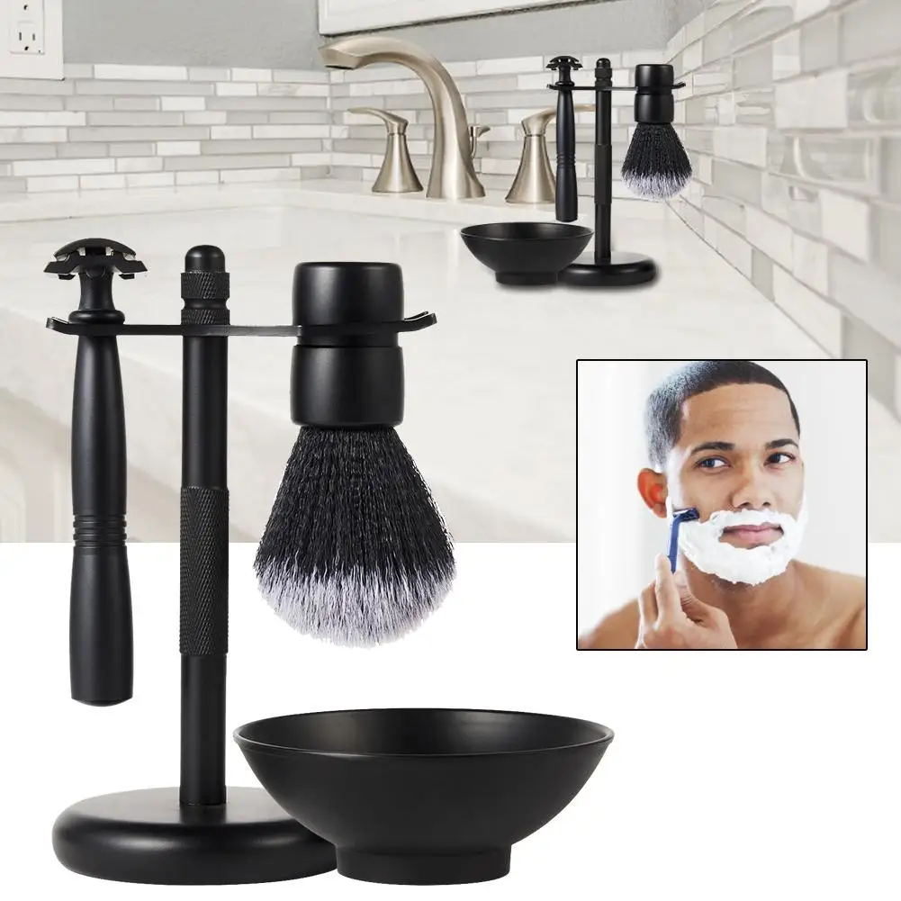 Мужская винтажная ручная бритва набор двухсторонняя щетка для бритья мыльница