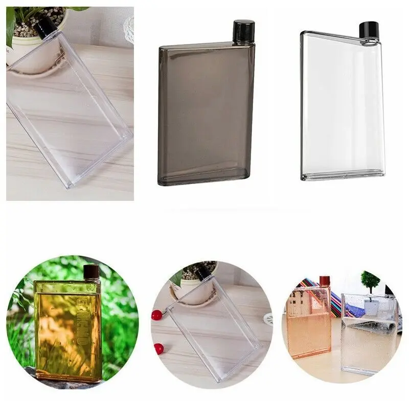 Новая портативная плоская бумага 420 мл A5 бутылка для воды пластиковая чашка