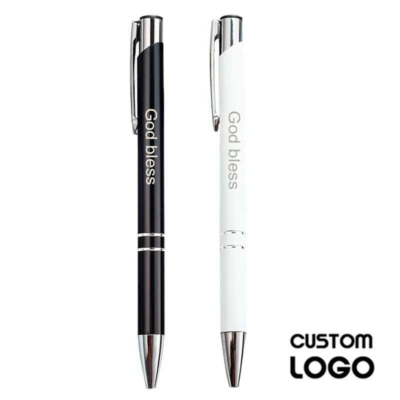 2pcs Custom Logo Black White Ballpoint Pens School Office Student Exam Signature Pens For Writing Stationery Supply Carve Names