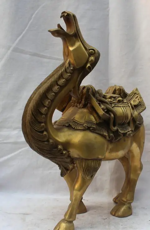 Details about 12&quot China Chinese Folk Fengshui Brass Auspicious Camel Llama Move Baggage Statue | Statues &amp Sculptures