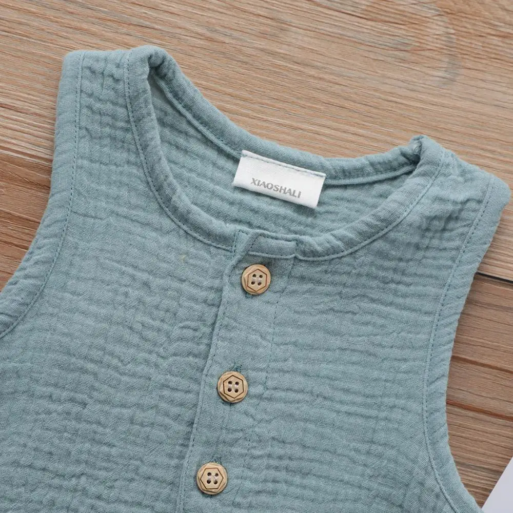 Детский хлопковый комбинезон без рукавов с рисунком муслинового дерева для