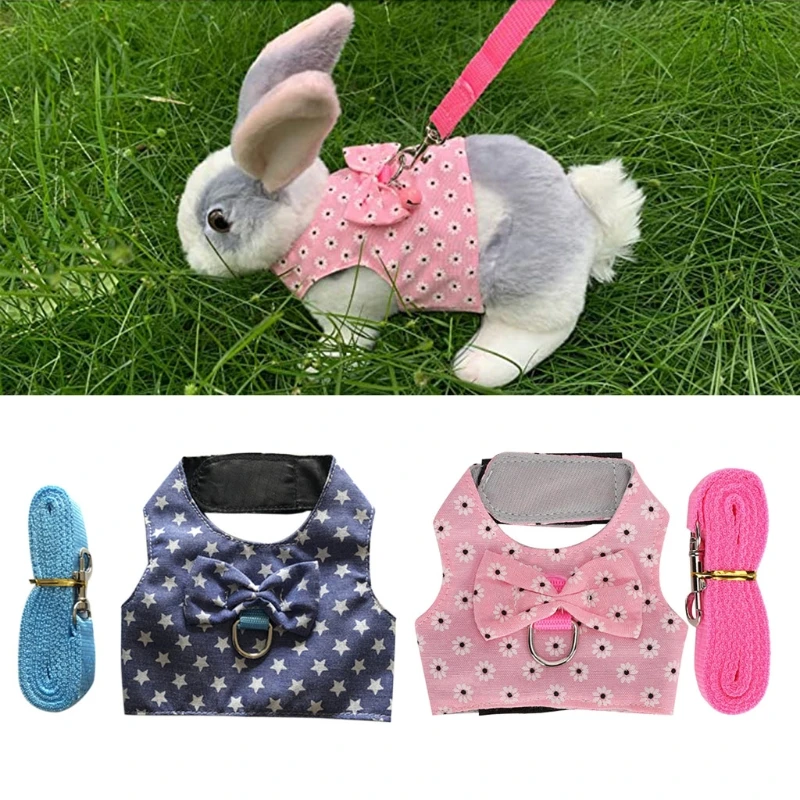 

Rabbit Harness with Leash Bunny Vest for Guinea Pig Ferret Chinchilla Hamster Squirrel Lovely Costume Small Pet Supplies
