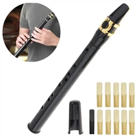 8 hole black mini little saxophone pocket sax portable with sax reeds carrying bag for beginners