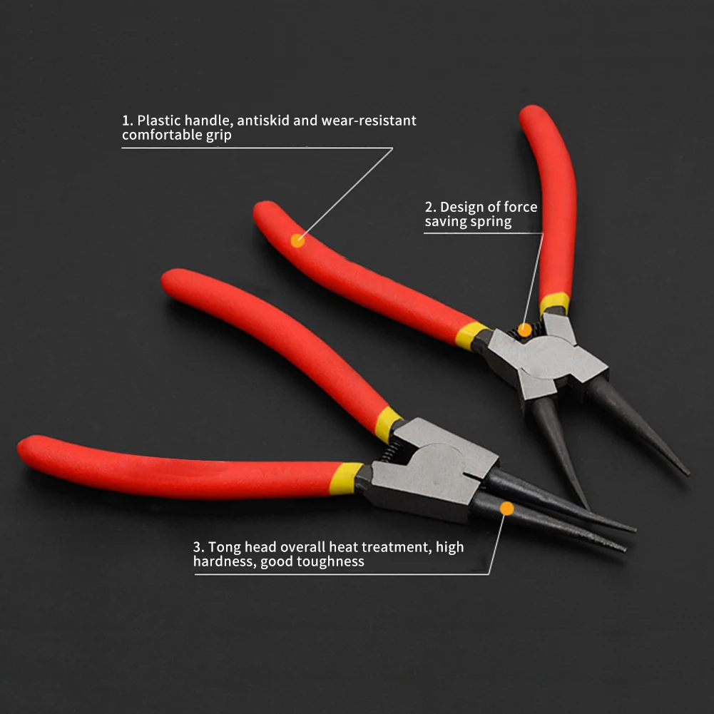 

4pcs Snap Ring Multifunctional Practical Accessory Disassembly Internal External Circlip Pliers Set Bent Straight Retaining Clip