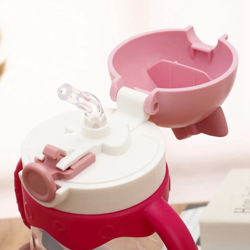

Children Learn Feeding Drinking Cute Cartoon Baby Feeding Cup With Straw Handle Kids Water Bottles Training Cup Random 350ml