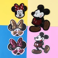 mickey minnie mouse sequins patches dumbo love bow embroidered iron sew patches diy clothes stitch disney fabric decoration gift