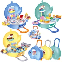 32pcs mini childrens kitchen toys candy ice cream food trolley case kitchenette safe plastic kids pretend play educational toy