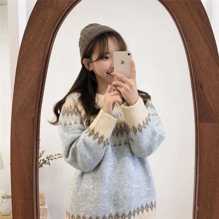 Женский свободный ретро-свитер в национальном стиле на осень и зиму | Женская